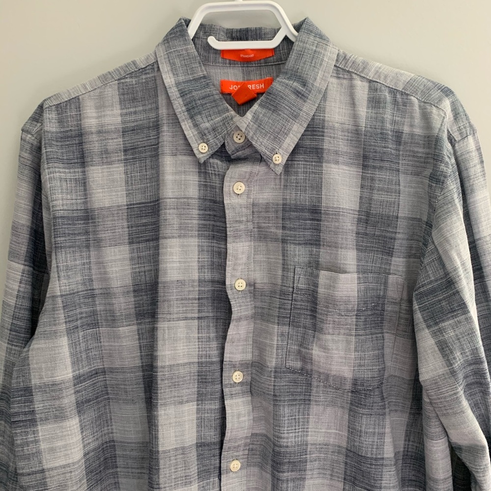 Blue plaid button down - Picture 2 of 9